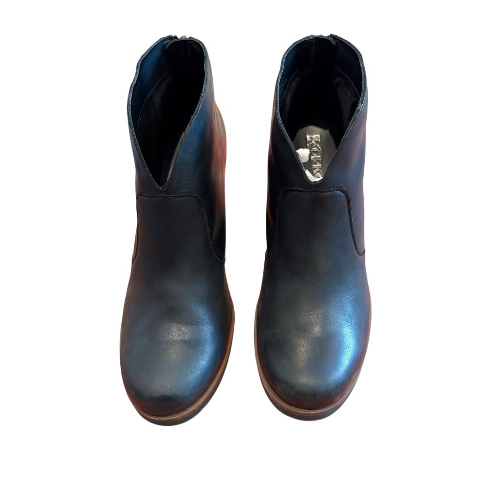 Korks Ease Black Leather Chunky Heeled Gemini Ankle Boots Women’s 10 M - Picture 6 of 10